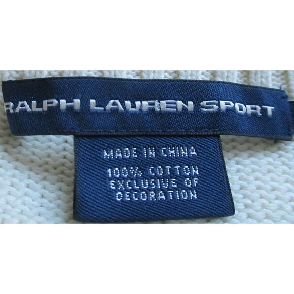 Ralph Lauren Sport Boys Cream Long Sleeve Full Zip Sweater Unisex Size Medium - Picture 8 of 9